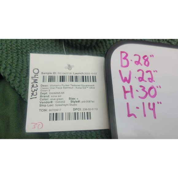 Women Textured Square Neck High Coverage One Piece Swimsuit Kona Sol Green Small - Picture 5 of 9
